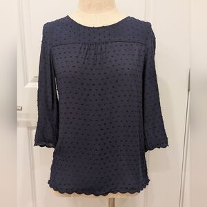 Maeve Navy Blue Swiss Dot Blouse